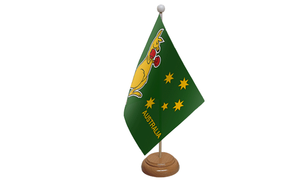 Boxing Kangaroo Small Flag with Wooden Stand